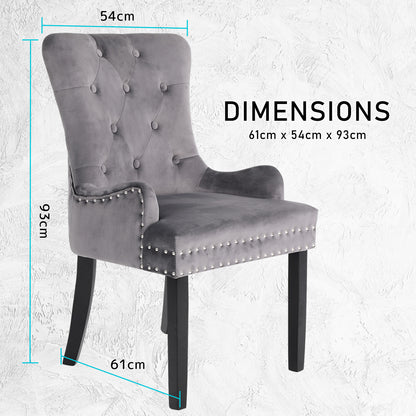 La Bella Lisse French Provincial Dining Chairs Set of 4 Grey Velvet