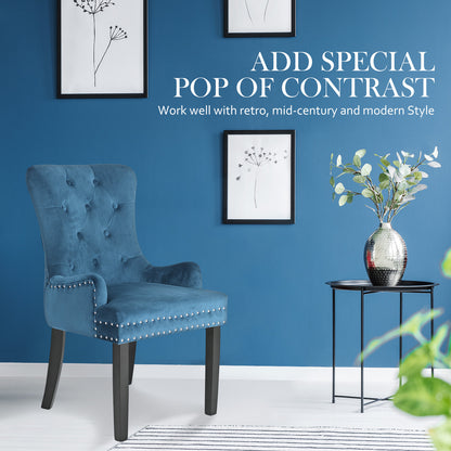 La Bella Lisse French Provincial Dining Chairs Set of 4 Navy Blue Velvet