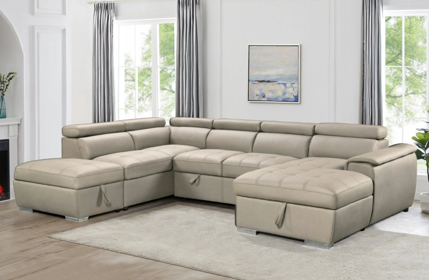 Plush Sleeper Modular Chaise Lounge - Mushroom - Stacks Warehouse