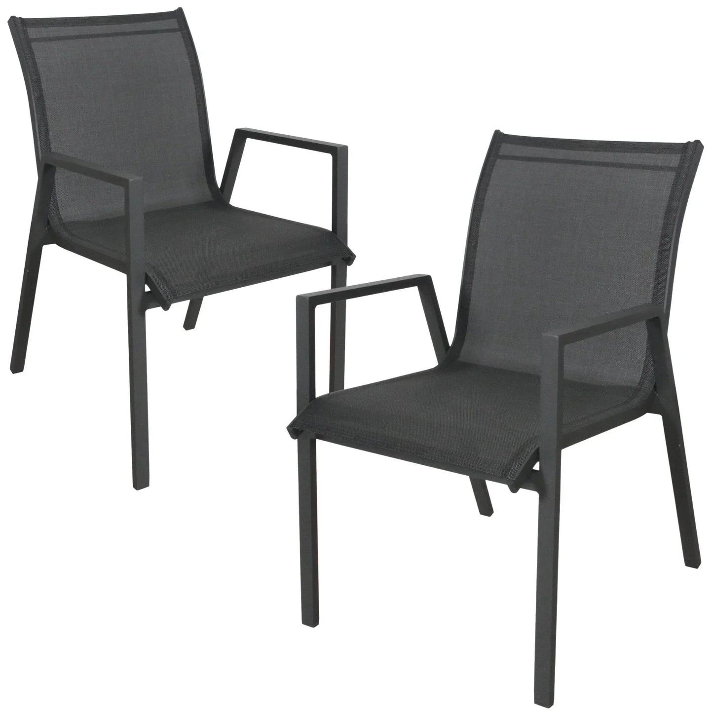 Iberia 2pc Set Aluminium Outdoor Dining Table Chair Charcoal - Stacks Warehouse