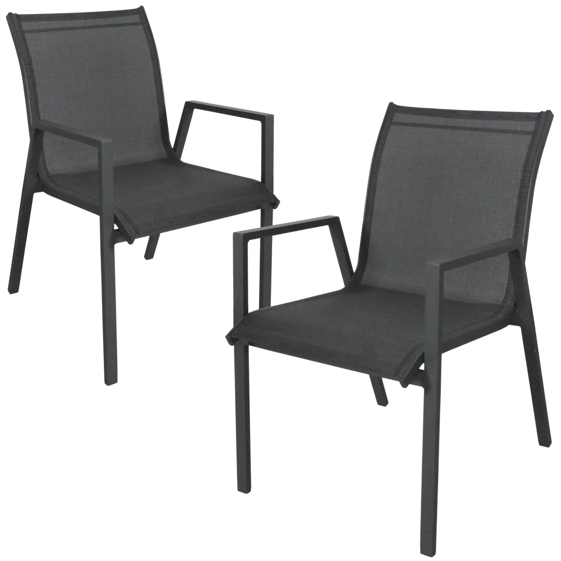 Iberia 2pc Set Aluminium Outdoor Dining Table Chair Charcoal - Stacks Warehouse