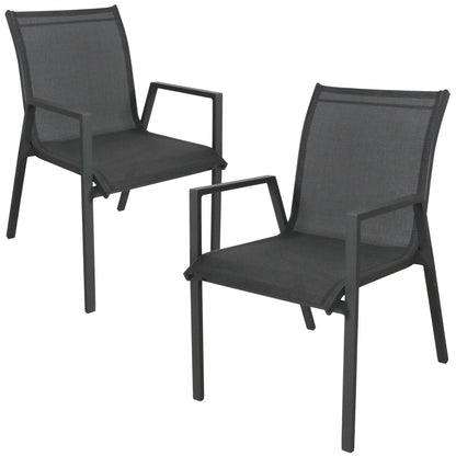 Iberia 2pc Set Aluminium Outdoor Dining Table Chair Charcoal - Stacks Warehouse