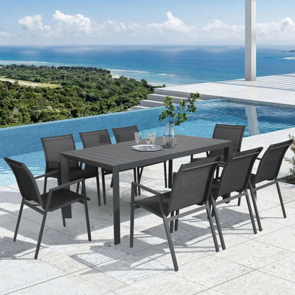 Iberia 2pc Set Aluminium Outdoor Dining Table Chair Charcoal - Stacks Warehouse