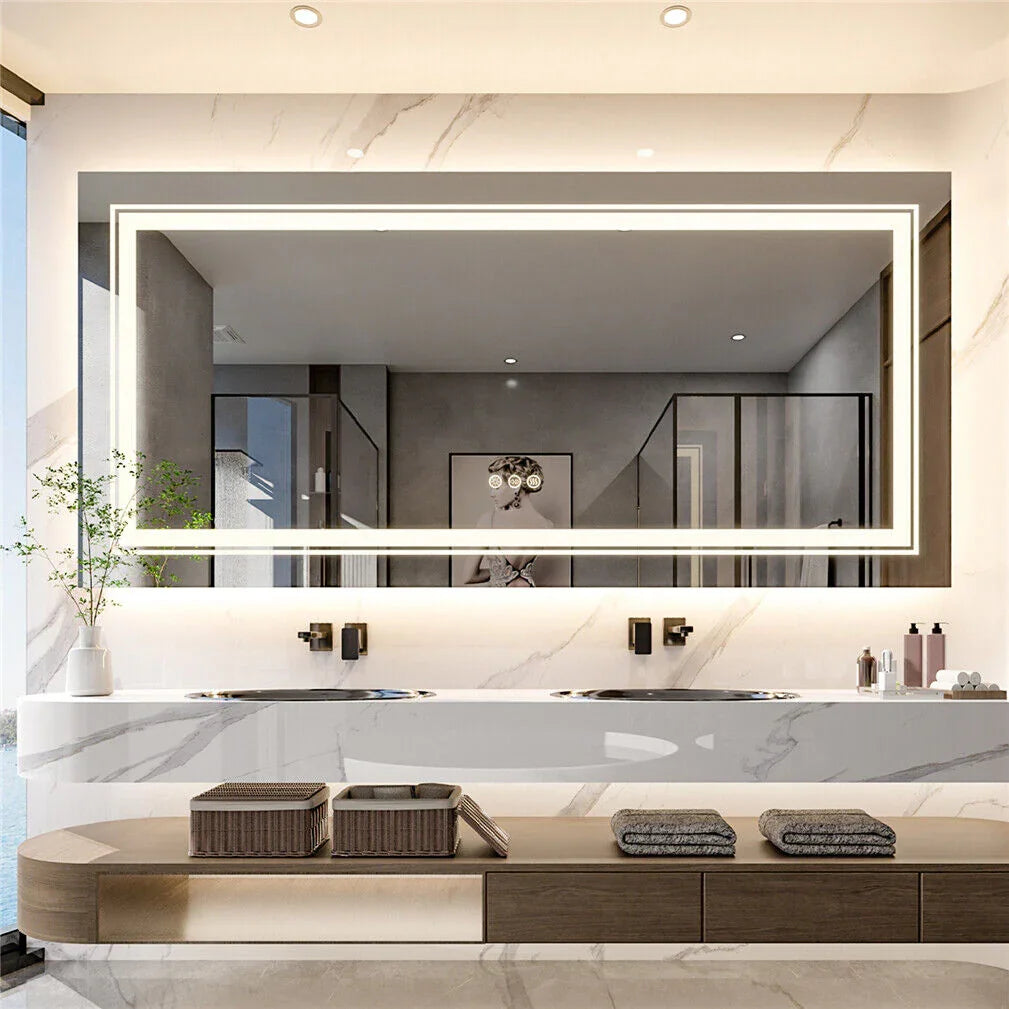 LED Bathroom Mirror 120x80cm Frameless with Backlight - Interior Ave