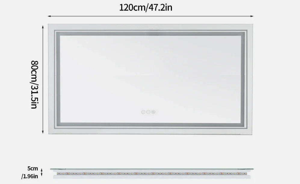 LED Bathroom Mirror 120x80cm Frameless with Backlight - Interior Ave