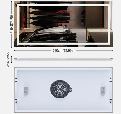LED Bathroom Mirror 80x160cm Bluetooth Smart Display - Interior Ave