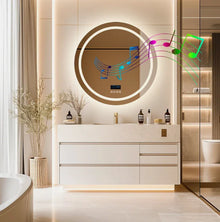LED Bathroom Mirror Round 80cm Bluetooth Frameless - Interior Ave