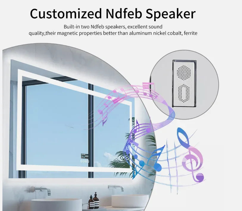LED Bathroom Mirror 60x80cm Bluetooth Smart Display - Interior Ave
