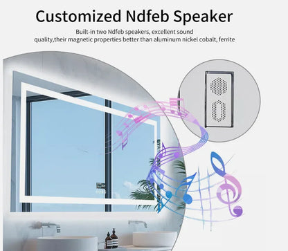 LED Bathroom Mirror 70x90cm Bluetooth Smart Display - Interior Ave