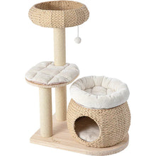 HONEYPOTCAT 93cm Plush Woven Cat Retreat - Compact Multi-Level Tower