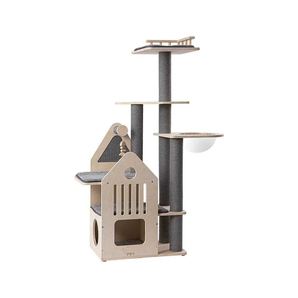 HONEYPOTCAT 148cm Grand Cat Mansion - Multi-Level Villa with Space Capsule