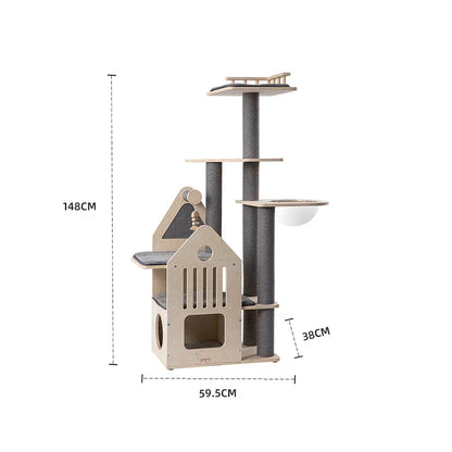 HONEYPOTCAT 148cm Grand Cat Mansion - Multi-Level Villa with Space Capsule