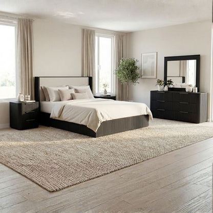 Arlo 4 piece king bedroom suite with dresser in black, Stacks Warehouse AU