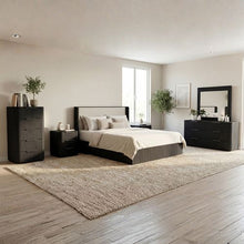 Arlo 5 piece queen bedroom suite with dresser and tallboy in black, Stacks Warehouse AU