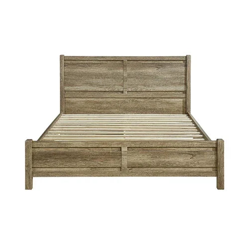 King Size Bed Frame Natural Wood like MDF in Oak Colour - Stacks Warehouse