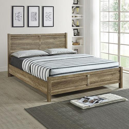 Queen Size Bed Frame Natural Wood like MDF in Oak Colour - Stacks Warehouse