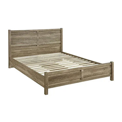 Queen Size Bed Frame Natural Wood like MDF in Oak Colour - Stacks Warehouse