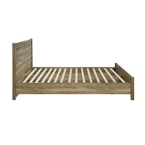 Queen Size Bed Frame Natural Wood like MDF in Oak Colour - Stacks Warehouse