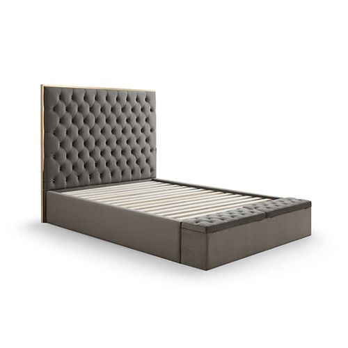 Champagne Gold stainless steel border detail on the Helena queen bed frame
