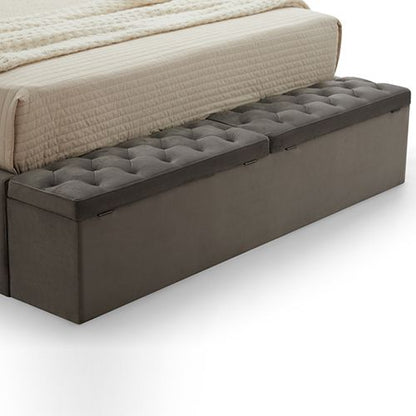Side profile of the Helena queen upholstered bed frame