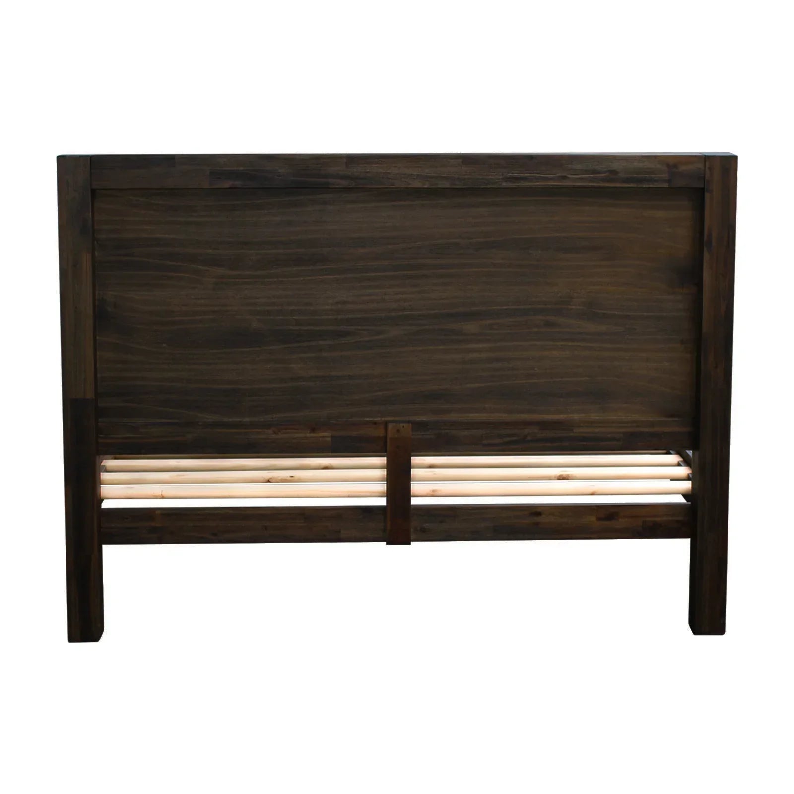 Bed Frame King Size in Solid Wood Veneered Acacia Bedroom Timber Slat in Chocolate - Stacks Warehouse