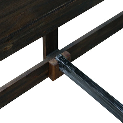 Bed Frame King Size in Solid Wood Veneered Acacia Bedroom Timber Slat in Chocolate - Stacks Warehouse