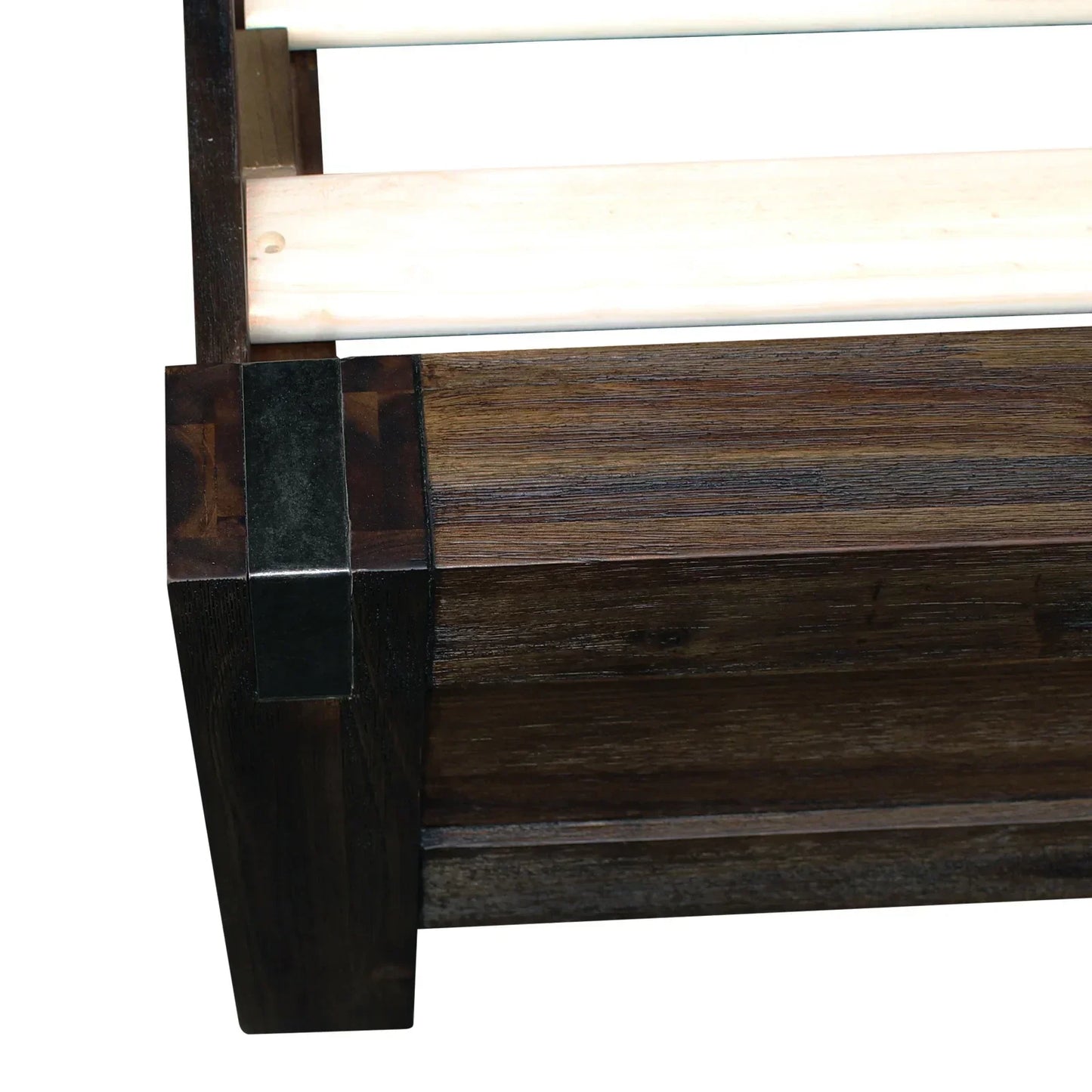 Bed Frame King Size in Solid Wood Veneered Acacia Bedroom Timber Slat in Chocolate - Stacks Warehouse