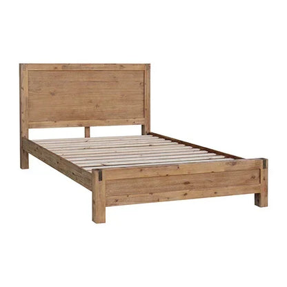 Bed Frame Queen Size in Solid Wood Veneered Acacia Bedroom Timber Slat in Oak - Stacks Warehouse
