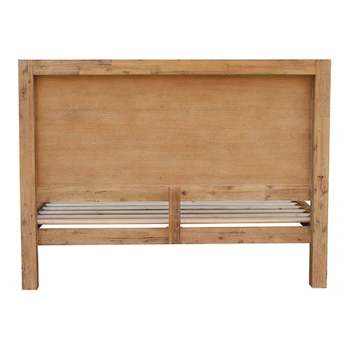 Bed Frame Queen Size in Solid Wood Veneered Acacia Bedroom Timber Slat in Oak - Stacks Warehouse