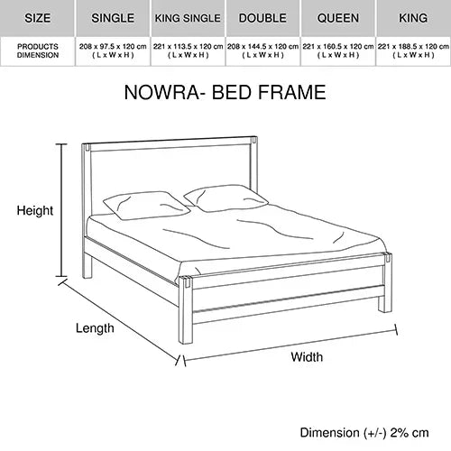 Bed Frame Queen Size in Solid Wood Veneered Acacia Bedroom Timber Slat in Oak - Stacks Warehouse
