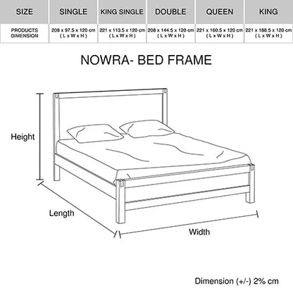 Bed Frame Queen Size in Solid Wood Veneered Acacia Bedroom Timber Slat in Oak - Stacks Warehouse