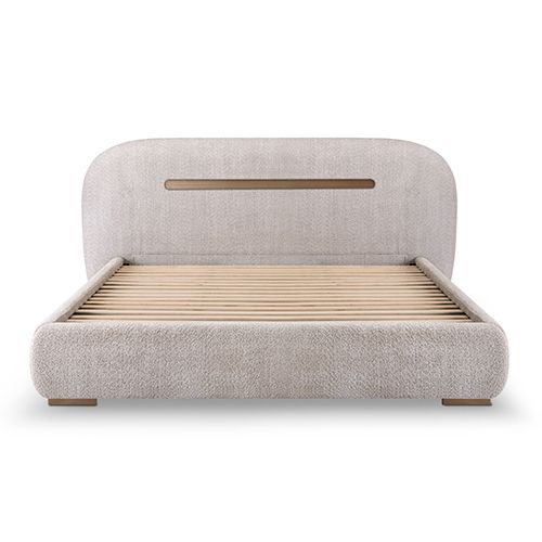 Poppy king bed, stainless steel legs and low-profile footboard