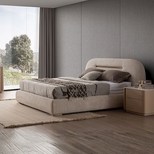 Poppy queen upholstered bed frame with metal base, Stacks Warehouse AU