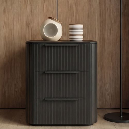Arlo bedside table with LED lights in black, Stacks Warehouse AU