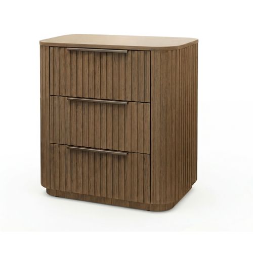 Arlo bedside table, integrated LED base lighting in oak finish