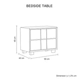 Bedside table line drawing with dimensions 50x42x45 cm, modern nightstand design.