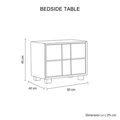 Bedside table line drawing with dimensions 50x42x45 cm, modern furniture design