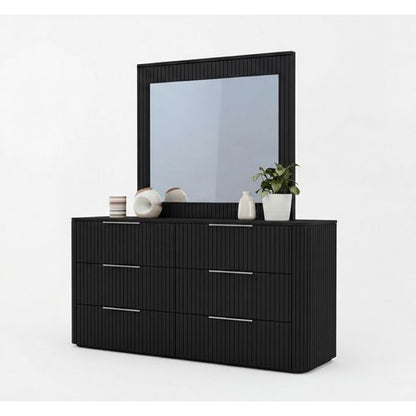 Arlo dresser, solid rubber wood fluted detailing in black finish