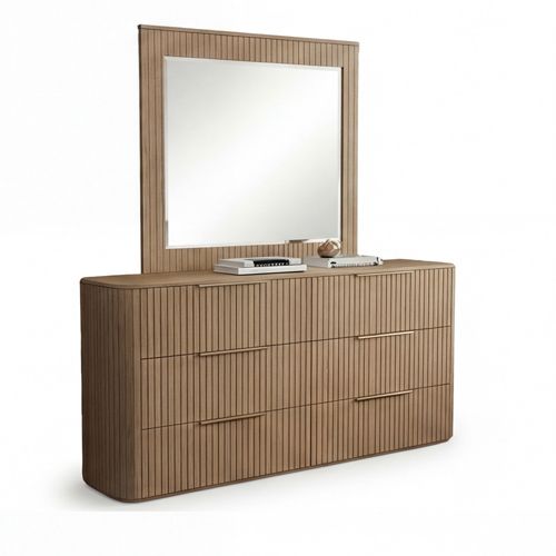 Arlo dresser, solid rubber wood fluted detailing in oak finish