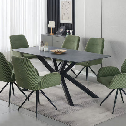 Rex Sintered Stone Dining Table 180cm Green with Powder Coated Iron Legs