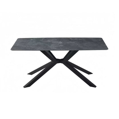 Rex Sintered Stone Dining Table 180cm Green with Powder Coated Iron Legs