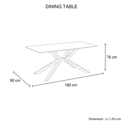 Rex Sintered Stone Dining Table 180cm Green with Powder Coated Iron Legs