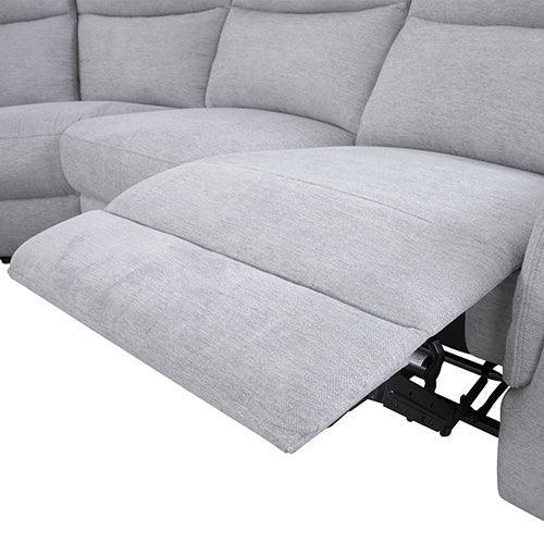Large Corner Modular Lounge Suite in Light Grey Fabric Electric Recliner - Stacks Warehouse