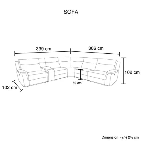 Large Corner Modular Lounge Suite in Light Grey Fabric Electric Recliner - Stacks Warehouse
