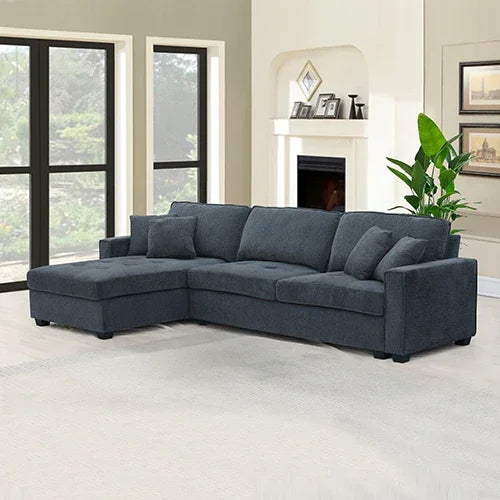 Corner Sofa Chaise Polyester Fabric Multilayer Two Pillows Individual Pocket Spring - Stacks Warehouse