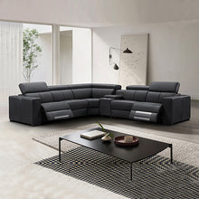 Washington Genuine Leather 6-Seater Corner Sofa | 2 Electric Recliners | Black