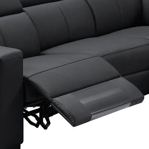 Washington Genuine Leather 6-Seater Corner Sofa | 2 Electric Recliners | Black