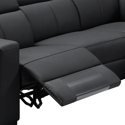 Washington Genuine Leather 6-Seater Corner Sofa | 2 Electric Recliners | Black