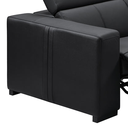 Washington Genuine Leather 6-Seater Corner Sofa | 2 Electric Recliners | Black