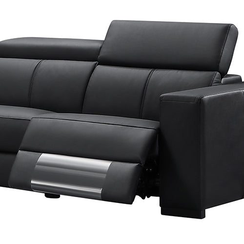 Washington Genuine Leather 6-Seater Corner Sofa | 2 Electric Recliners | Black